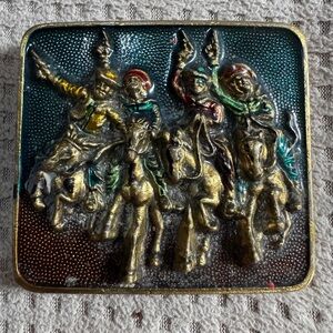 Vintage 1979 "Coming Thru the Rye" Solid Brass Buckle by Baron